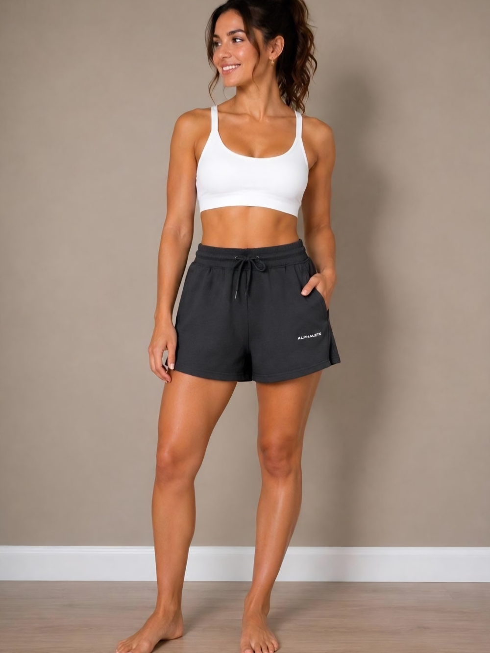 NWT Alphalete Women's Essential Core Shorts Black Mid Rise Size Small